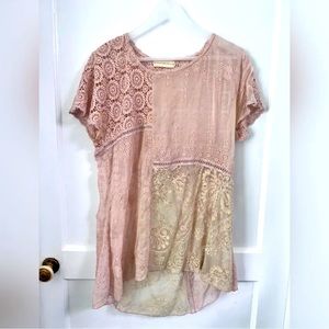 Johnny Was 4 Love And Liberty silk lace Eyelet top M